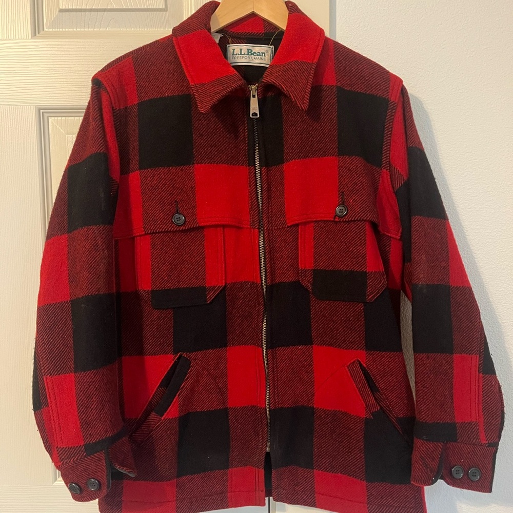 L.L. Bean Men's Red and Black Plaid Jacket